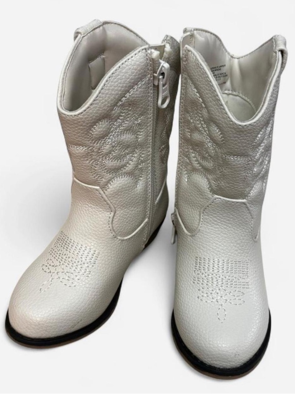 Cat & Jack Cream Girls' Western Zip Boots